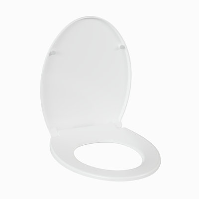 Round Toilet Seat with Toddler Seat, Round PP Family Seat, Slow Close, White, Easy Clean, Universal Fit
