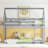 Twin over Twin Rubber Wood Bunk Bed with Ladder & Guardrails – Grey House-Shaped Low Floor Kids Bunk Bed-121600452