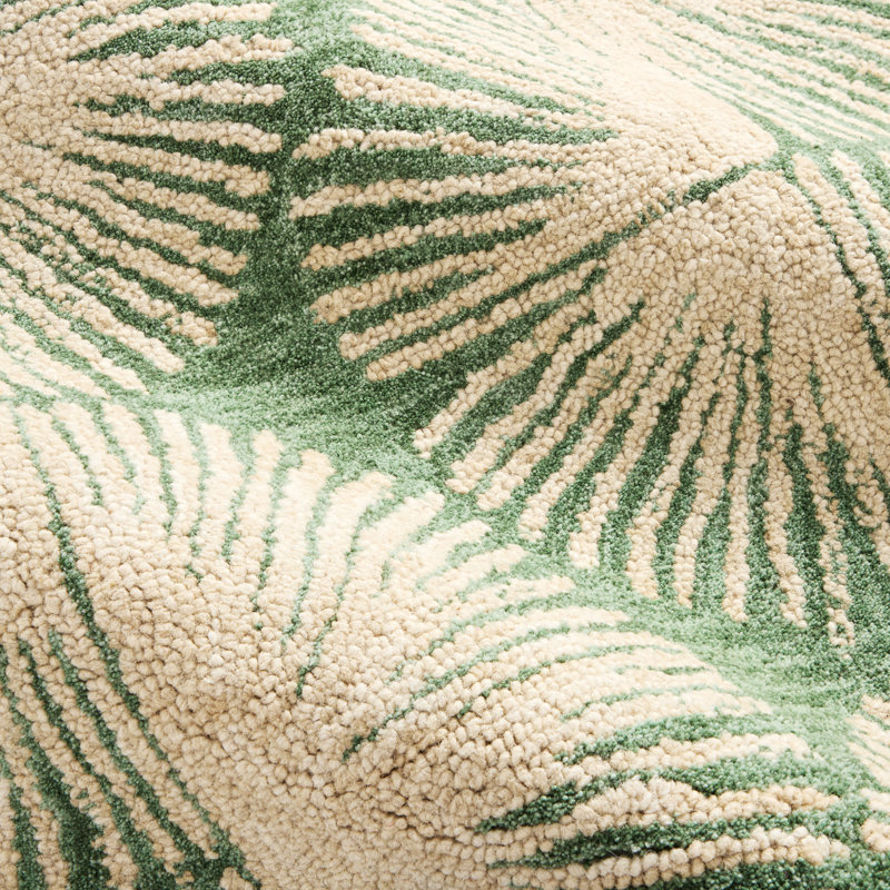 NICOLE MILLER NEW YORK Kendall Fluted Geo Handcrafted Wool Area Rug Green, Runner 0'7" x 2'5"