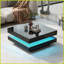 Minimalist 2-Tier LED Coffee Table with High-Gloss Black Finish, Easy-Clean, 31.5'' Square for Living Room
