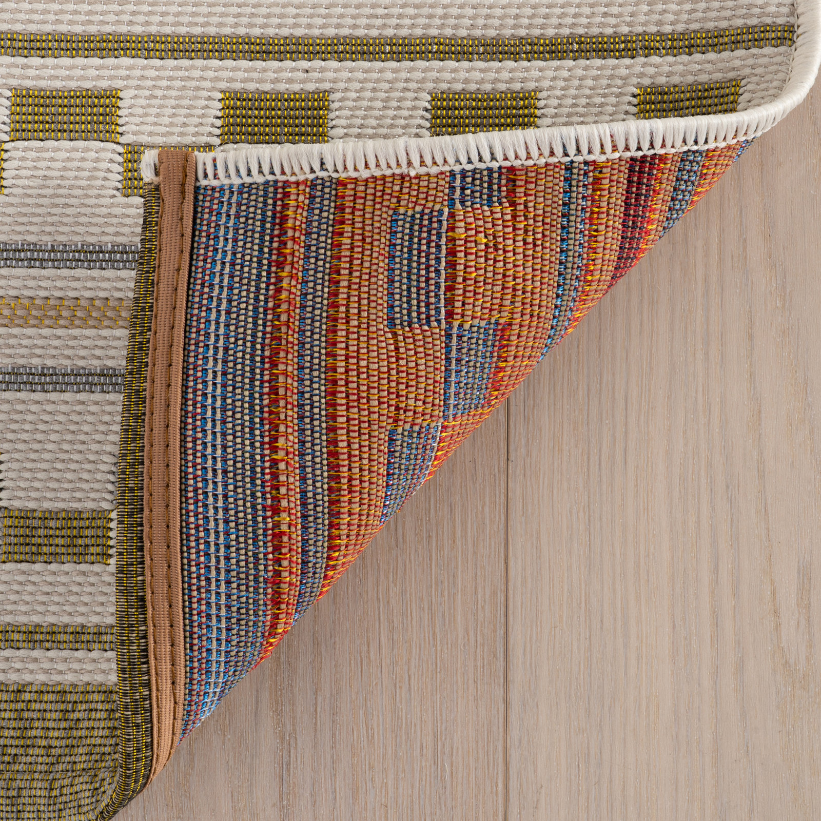 Modern Checkered Indoor Outdoor Rug, Beige, Rectangle 2' x 3'