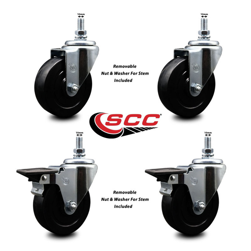 Roulettes en caoutchouc pivotantes 10 mm