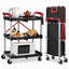Folding 3-Tier Rolling Utility Cart with Lockable Swivel Wheels, Mobile Storage Service Cart for Workshop Kitchen Office