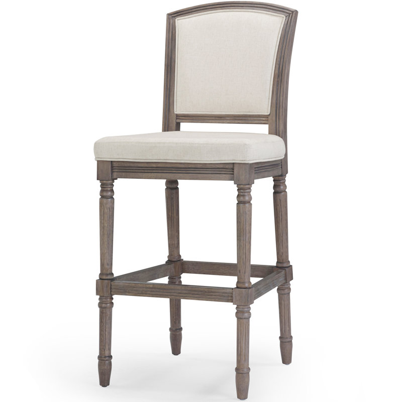 Tabouret de bar Charleston avec siège rembourré et pieds tournés