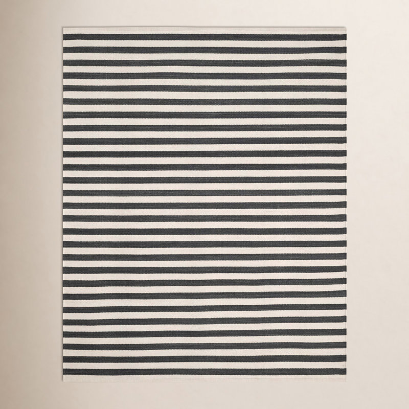 Tapis en laine noir / ivoire Renelso, Rectangle de 5 pi x 8 pi