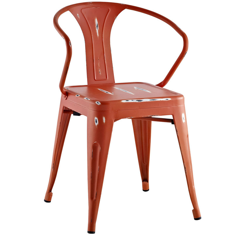 Modway Promenade Metal Dining Chair, Red