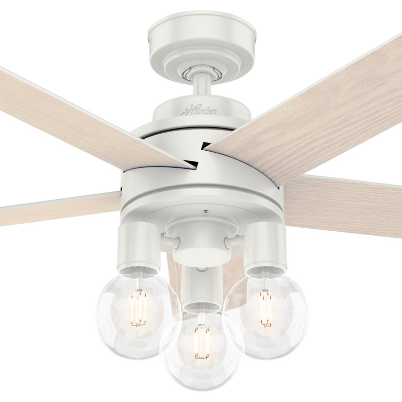 44" Hardwick 5 - Blade Standard Ceiling Fan with Remote Control and Light Kit Included, Silver