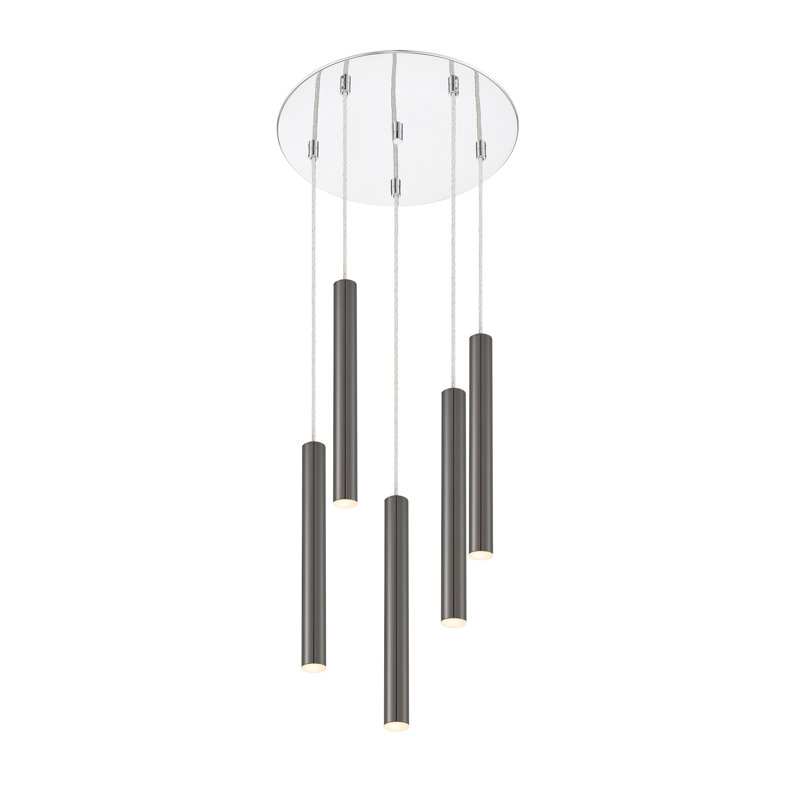 Bowning 5 - Light LED Cluster Pendant, Pearl Black