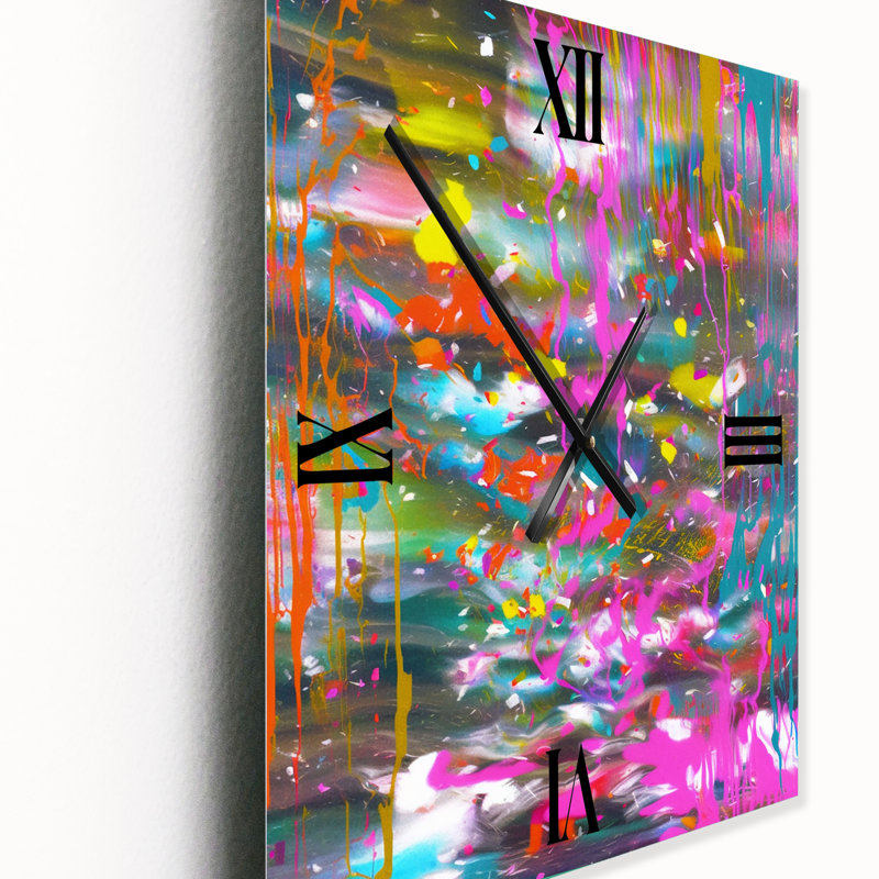 Beautiful Life Summer Joy Abstract Expression II - Peinture abstraite horloge murale moderne, Petit