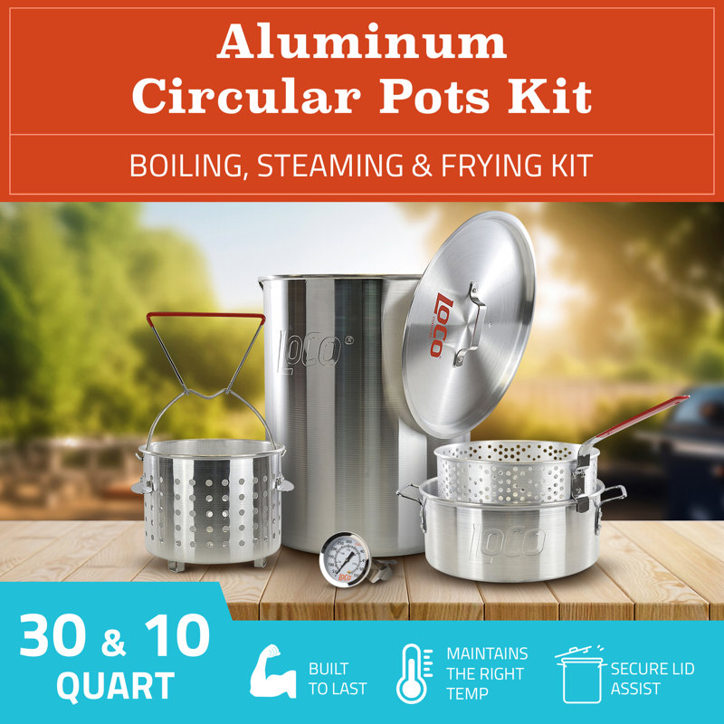 30-Quart Silver Aluminum Boiling and Steaming Pot Kit