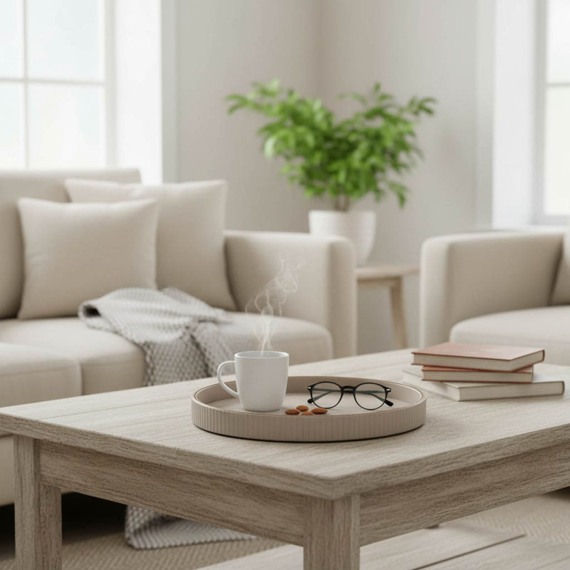 Leather Tray, Beige