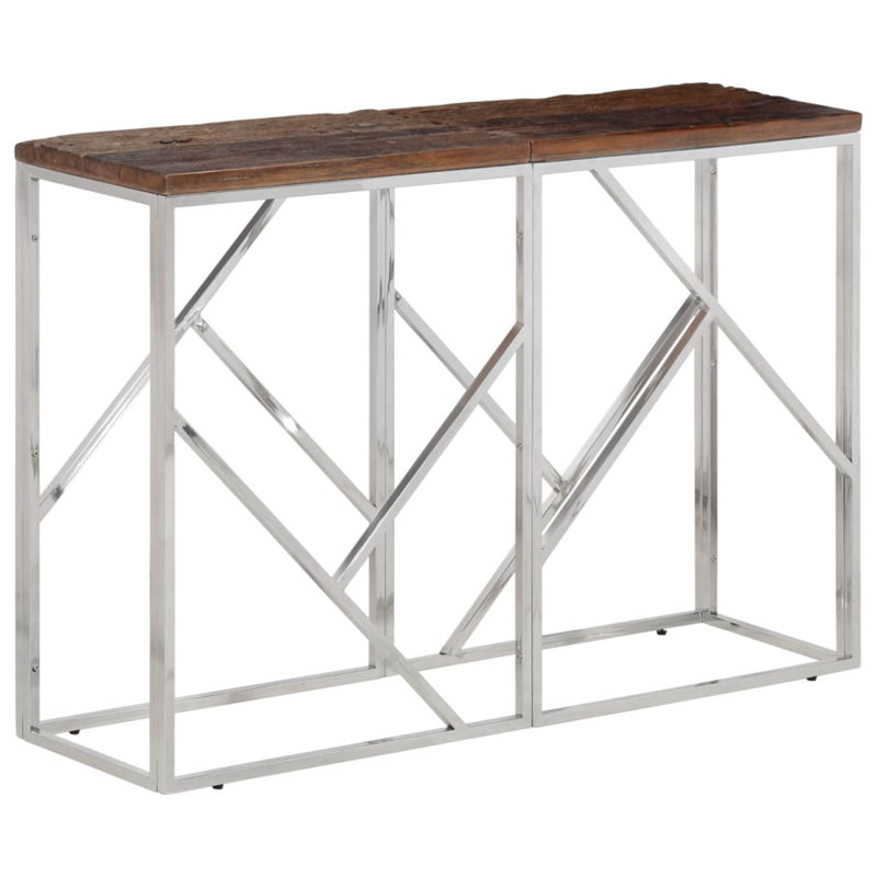 Petroniu Solid Wood Top Console Table, Silver, Espresso, 70cm H x 110cm W x 30cm D