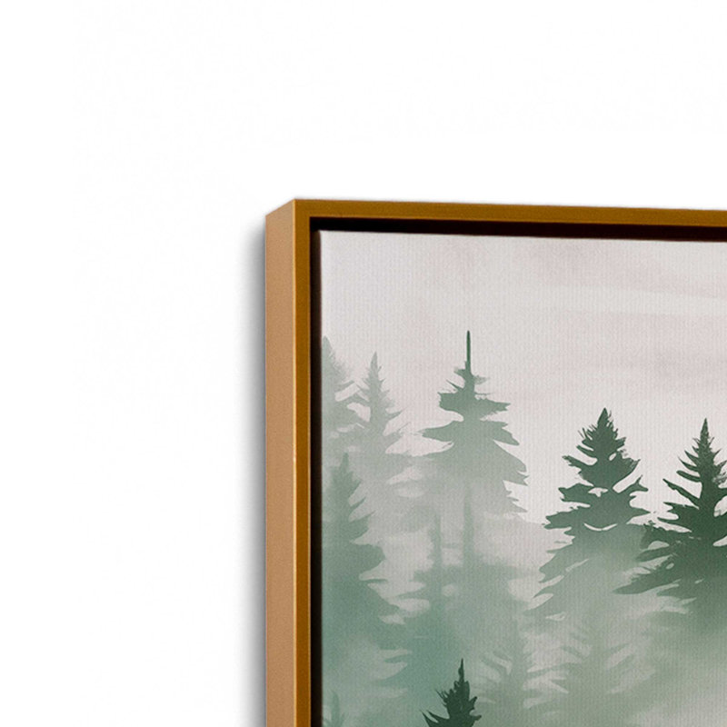 Emerald Forest Mist Print on Canvas, Gold Framed, 8.75" H x 12.75" W x 1.75" D