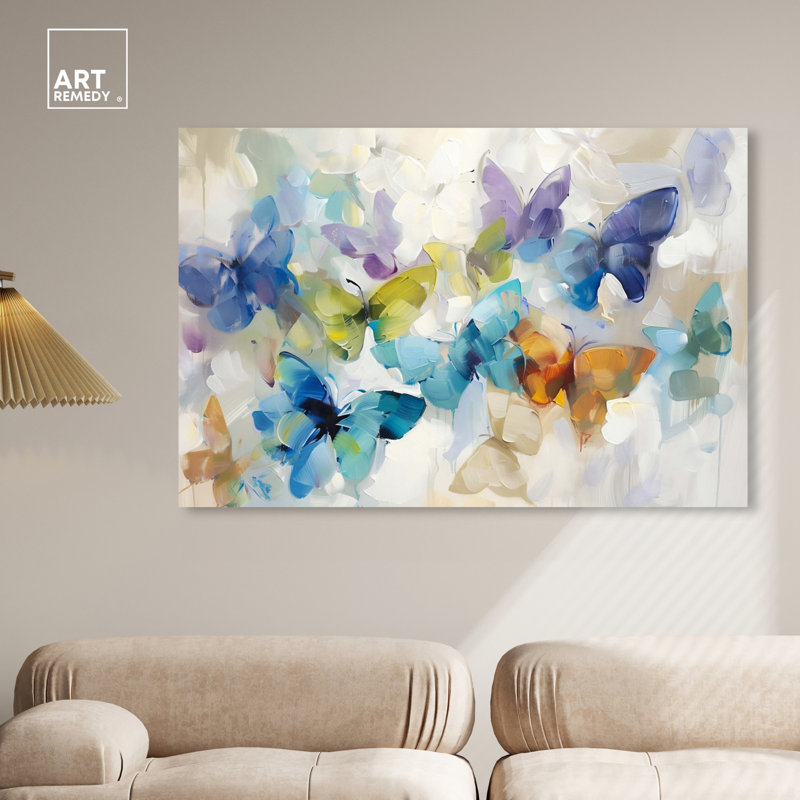 Fluttering Butterflies, Wrapped Canvas, 36" H x 54" W