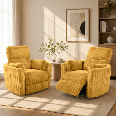 2-Pieces 39" Wide Power Oversized Recliner Chair With 2 Pillows, USB Ports Electric Nursing Reclining Chairs, Comfy Chair For Bedroom Living Room