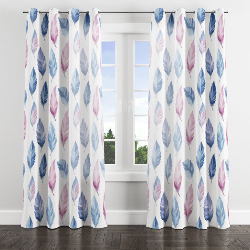 Rideaux de fenêtre Kids Feathers - Rideau à œillets Airy Feather Light - 1 panneau, L 52 po x L 63 po, Œillets argentés
