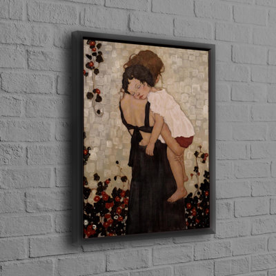 Modern Art Canvas Featuring Mother and Child as a Trendy Gift Inspired by Gustav Klimt's Art Replicated on Canvas for Home Decor