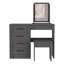 Coiffeuse de maquillage, quatre tiroirs, un miroir, tabouret - chêne Smokey