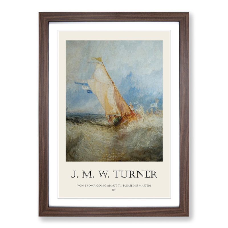 Ship at Sea - Picture Frame Painting, Walnut, 65cm H x 48cm W x 2cm D