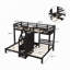 Lit superposé simple au-dessus de simple et simple avec escalier intégré et petit tiroir-410475095