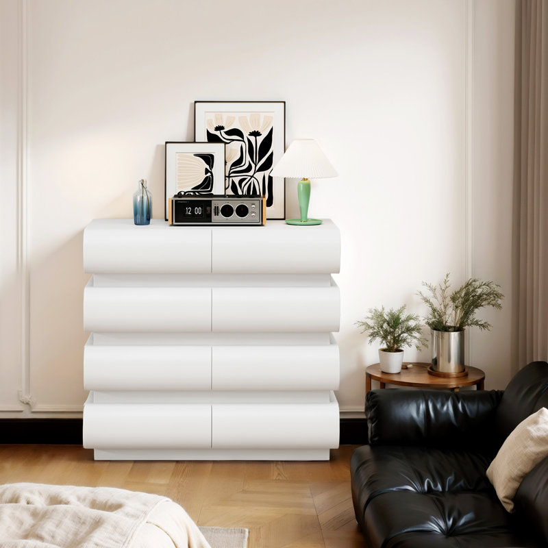Commode 8 tiroirs pour chambre à coucher, Blanc