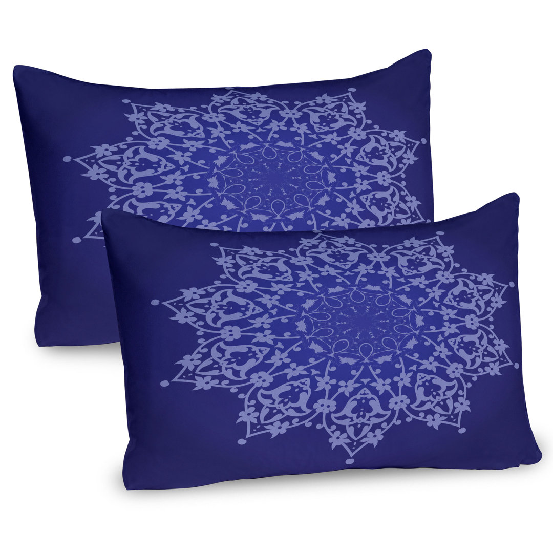 Kissenbezug Packung mit 2, Floral Art Lacework, Lavendel Indigo Blau