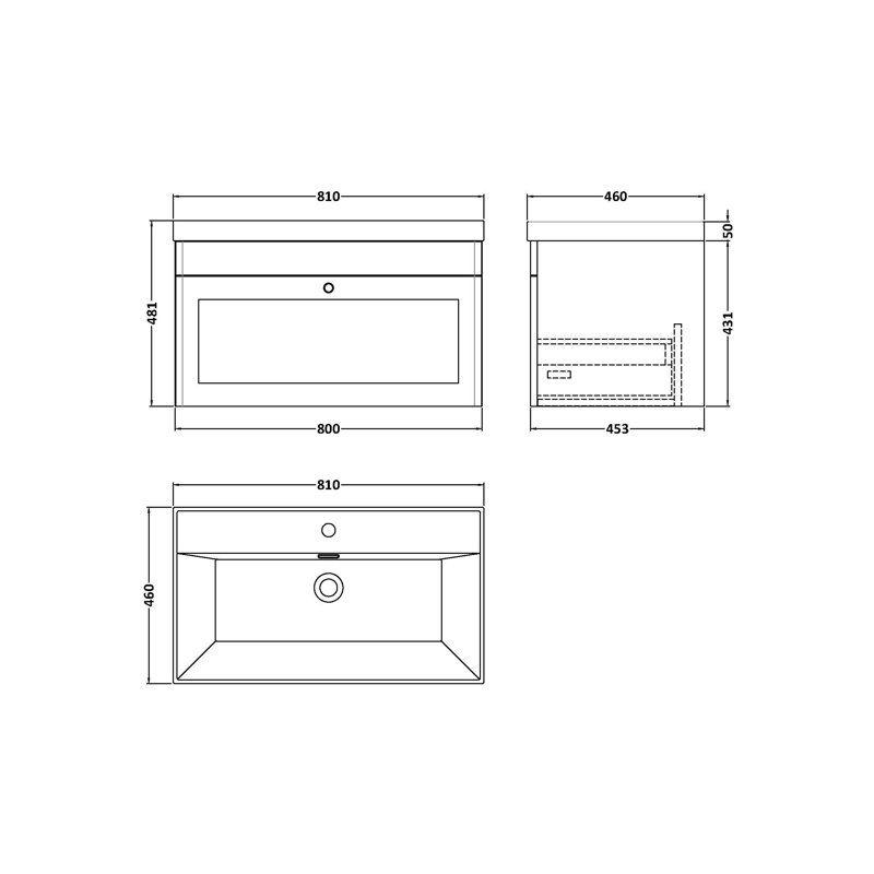 Classique Bathroom Vanity, Satin White, 81 cm W