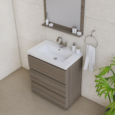 Arjina 30'' Single Bathroom Vanity with Solid Surface Top