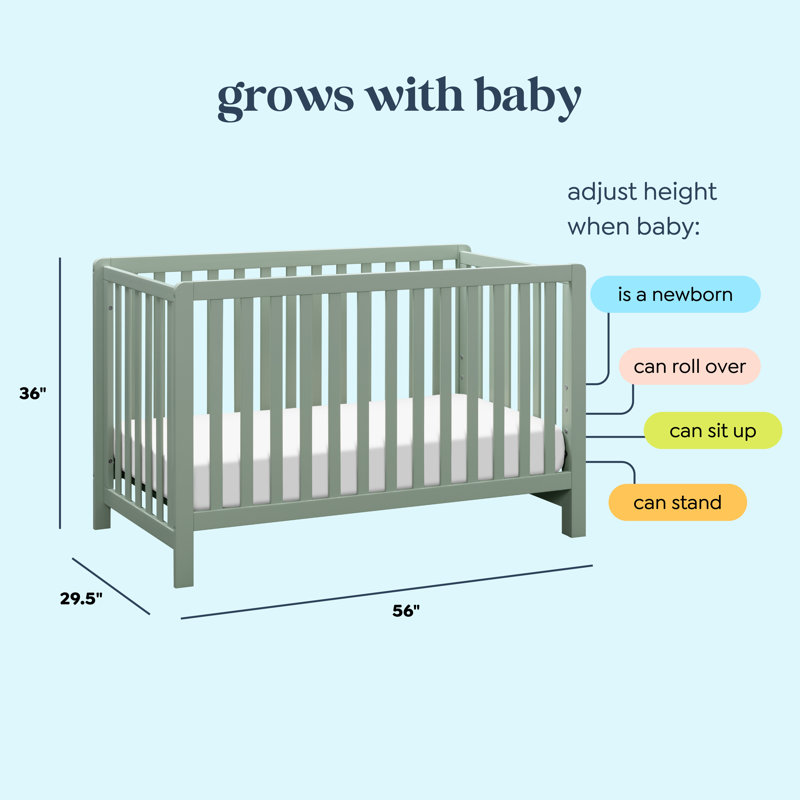 Light Sage 4-in-1 Convertible Crib with Clean Lines