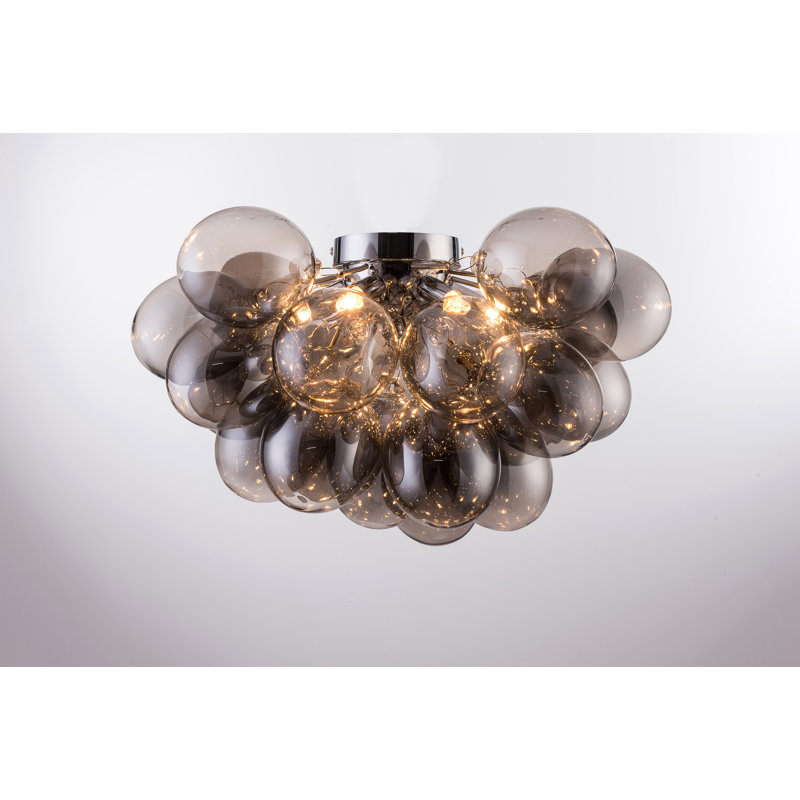 Abdurrahman Glass Semi Flush Mount, Grey