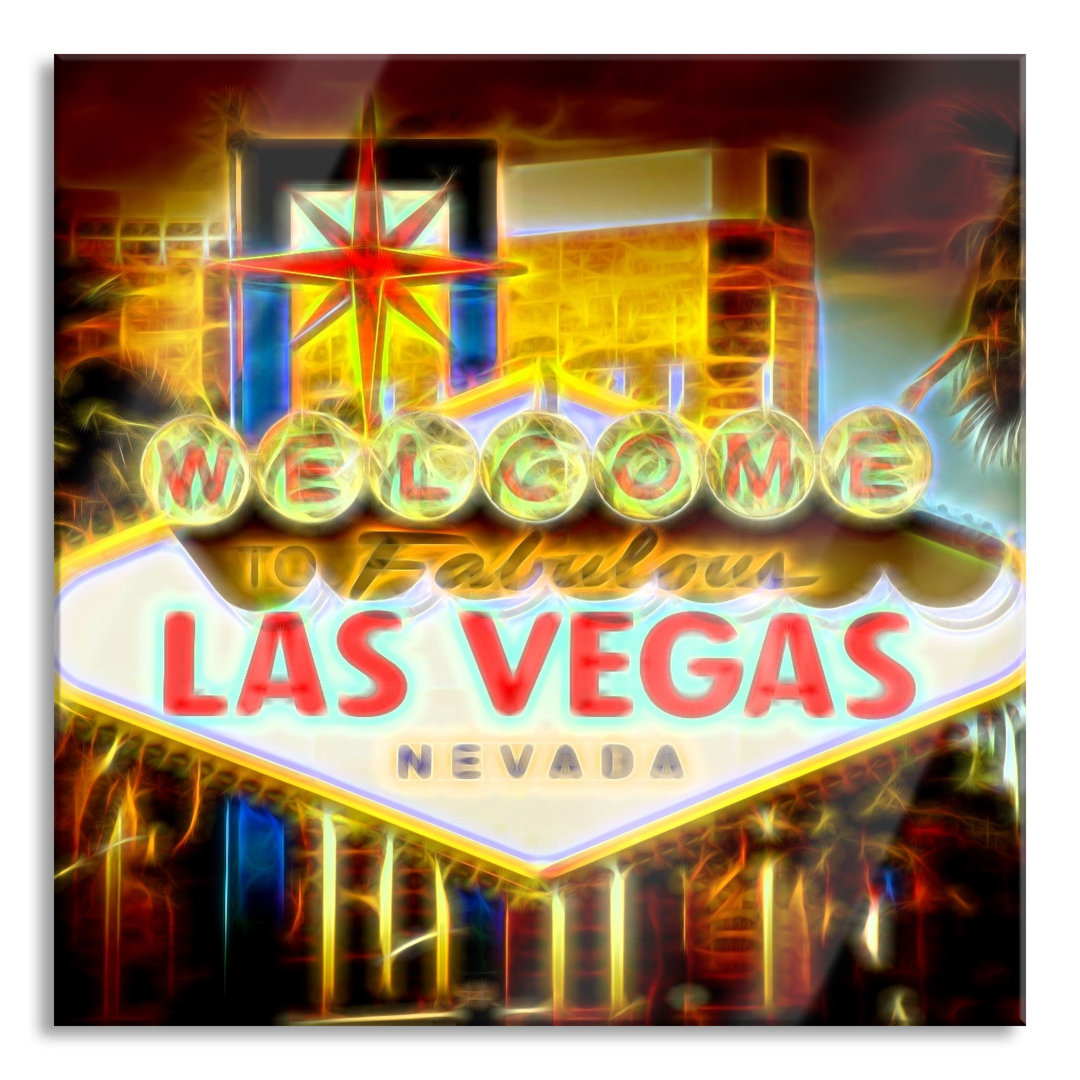 Glasbild Schild "Willkommen in Las Vegas"