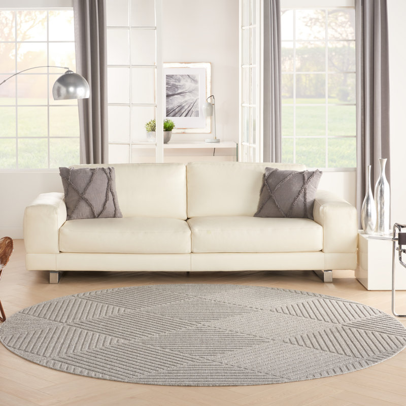Tapis intérieur / extérieur gris Mira, Rond 7 pi 10 po