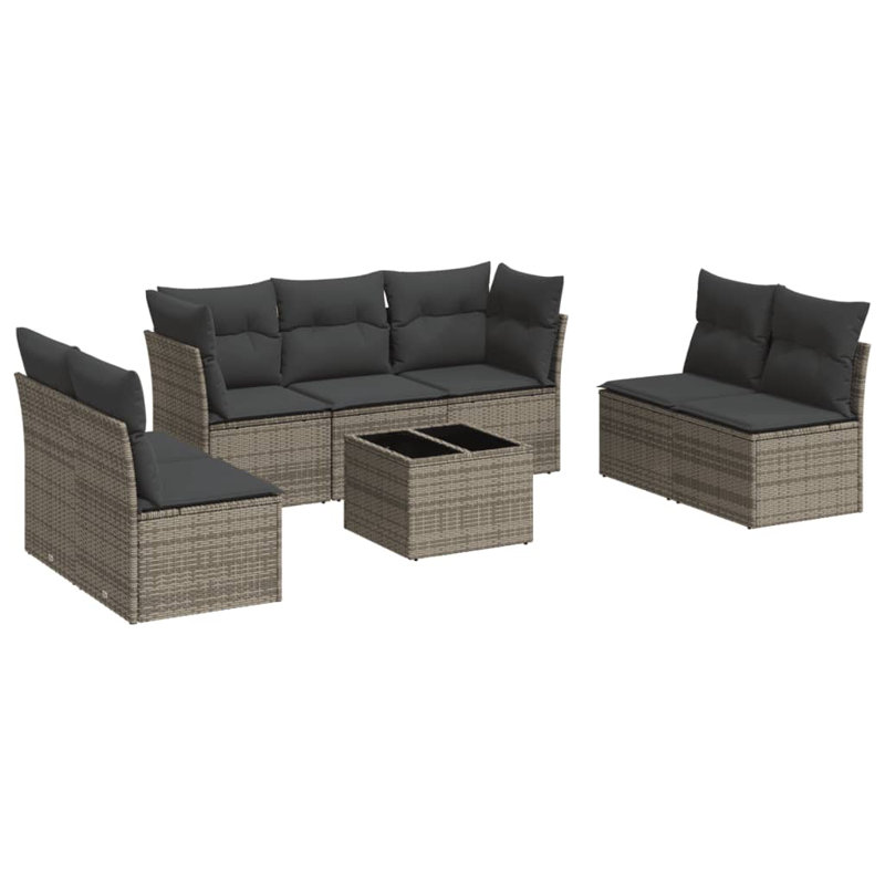 Ensemble de canapé de jardin Vidaxl gris et gris foncé en rotin PE 8 pièces