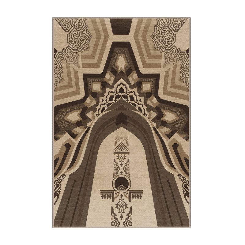Tapis oriental brun classique et beige lavable à la machine Paitlyn Accra, 8 x 10