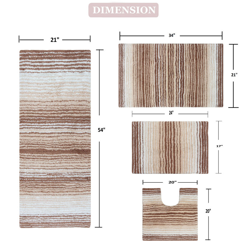 Alamanno 4 Piece Bath Rug Set, Beige