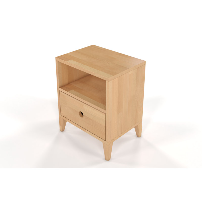 Deschamp 40cm W Solid Wood Bedside Table, Natural