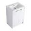 Meuble-lavabo autoportant de 48 po avec lavabo en résine, 2 rangements, 2 armoires murales, système de fermeture en douceur, contreplaqué blanc brillant pour un look d'appoint fonctionnel