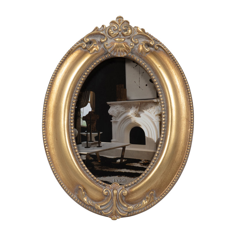 Cadre rond rond de style rétro pour décoration intérieure - Cadre photo décoratif pour la table ou le vestibule - 7,5 po, doré