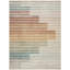 Tapis à rayures abstraites blanc / beige 8 pi x 11 pi (7 pi 7 po x 10 pi 10 po) Elias Branch, contemporain, à poils moyens, avec tapis résistant aux taches-1958107304
