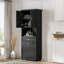 Armoire de salle de bain haute Mubashar avec panier à linge inclinable, armoire de rangement supérieure, tiroir et tablettes ouvertes-1588873868