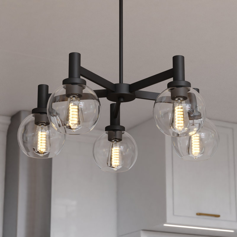 Marshall 5 - Light Steel Dimmable Globe Chandelier