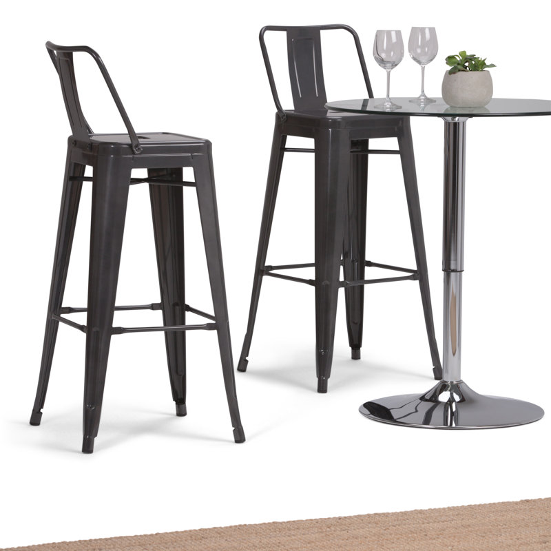 Tabouret en métal Rayne, Gris, Tabouret de bar (siège d'une hauteur de 30 po), 2