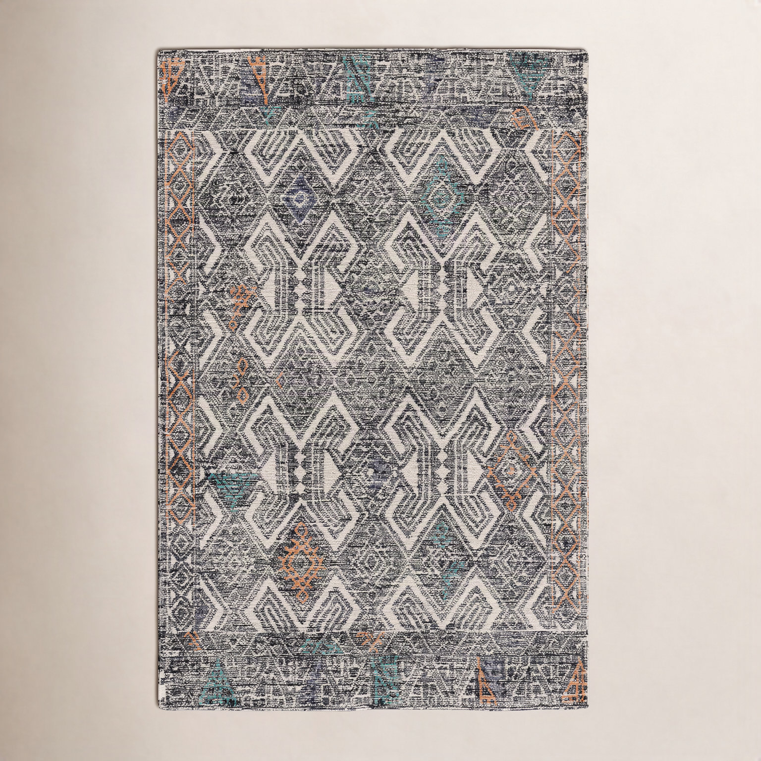 Eliel Black White Hand-Tufted Geometric Rug, Rectangle 8' x 11'