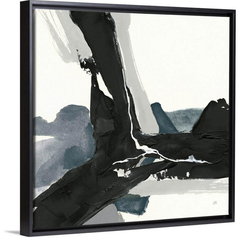 «Black and Dark Teal III» par Chris Paschke - reproduction d'art sur toile, Cadre flottant noir