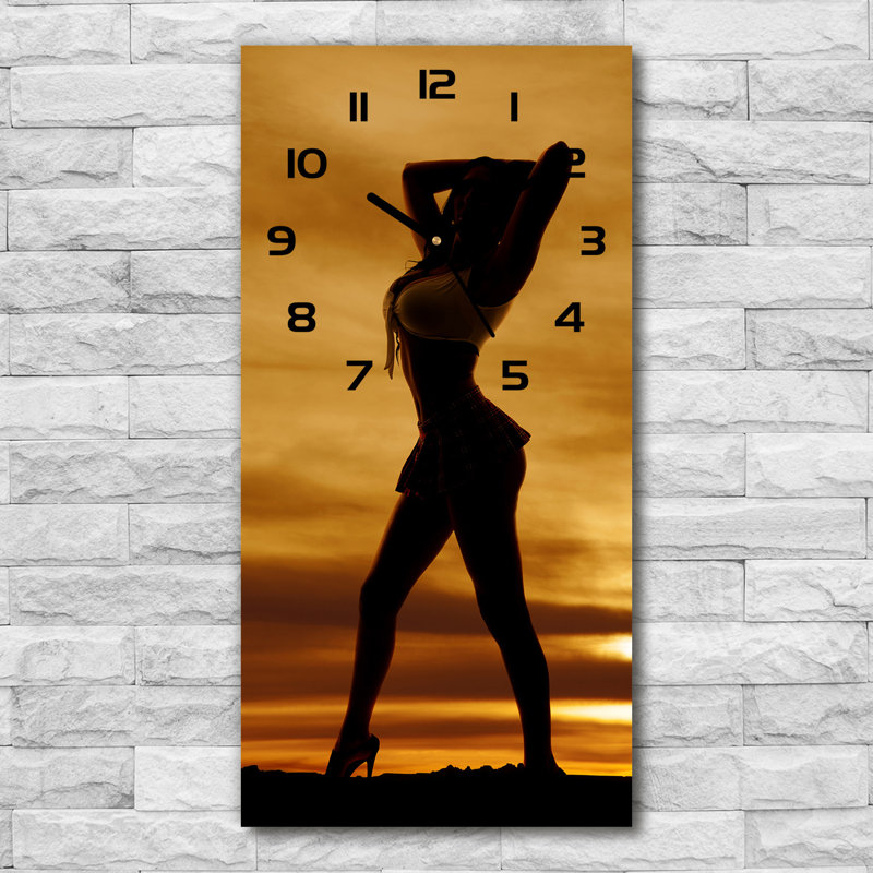 Janiaya Glass Wall Clock, Brown/Black