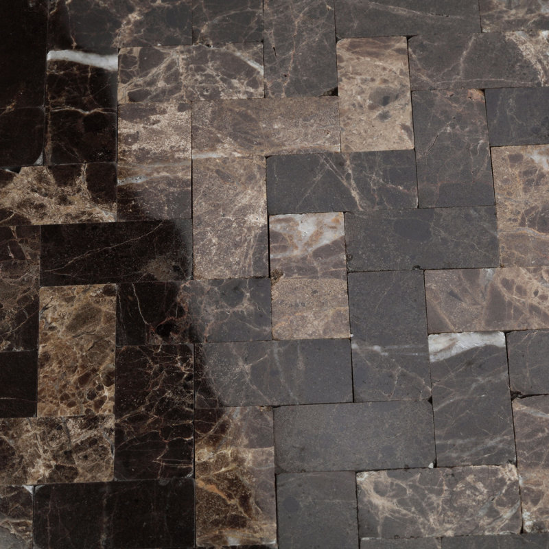 Carrelage mosaïque auto-adhésif en pierre naturelle 12 po x 12 po Herringbones, Brun moka