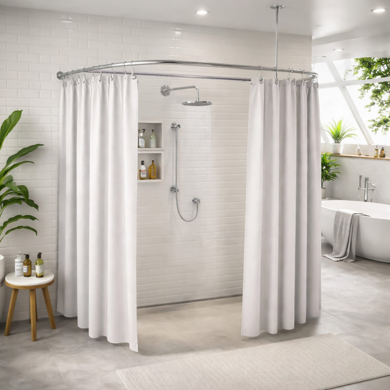 Tringle de rideau de douche 5 'en D avec finition aluminium