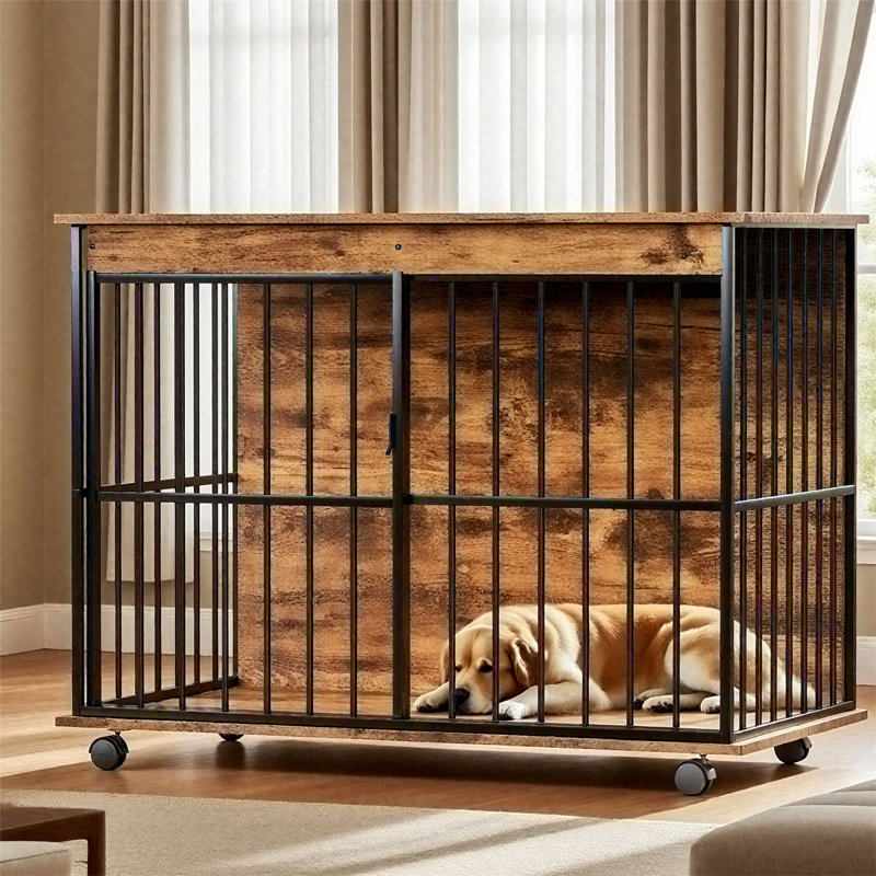Caisse pour chien en bois, Noyer + noir