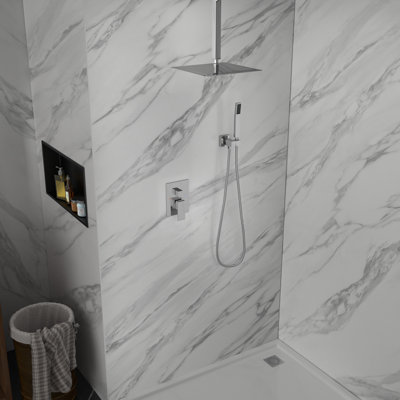 16 Inch Ceiling Mounted Shower System Rain Mixer Shower Combo Set Shower Head with Hand Shower