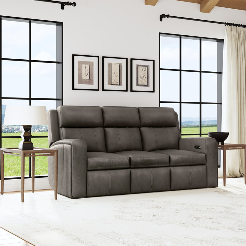 Harrison Power Reclining Sofa With Power Headrests & Lumbar, Gray